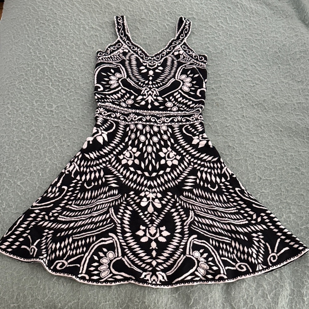 Express Black and White Knit Two Piece Skirt Set